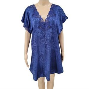 Lucie Ann II Vintage Blue Jacquard Lace Trim Nightgown